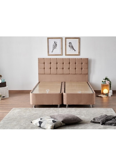 Nironyatak Niron Latte 200X200 Cm Çift Kişilik Yatak Baza Başlık Seti - Sert