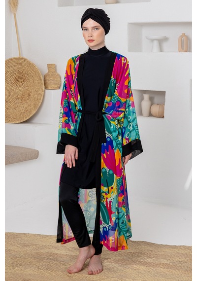Adasea Uv Korumalı Mayo Üzerine Tek Pareo Kimono 1709 Mint Mint Yeşili