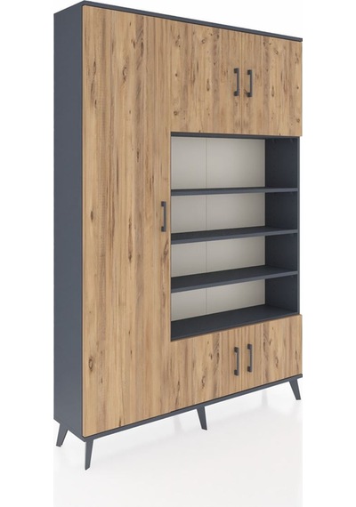 Arges Dolap 10 Raflı 5 Kapaklı 132x30x195 Antrasit-çam/antrasit Antrasit