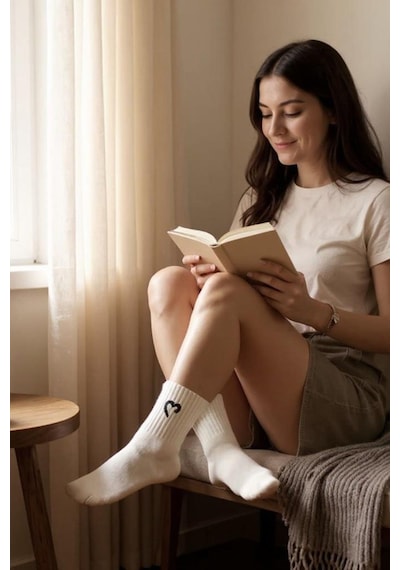 Hitit Socks Kadın 5 Çift Premium Yüksek Pamuklu Yeni Kalp Desenli Casual Çorap Çok Renkli ASORTİ