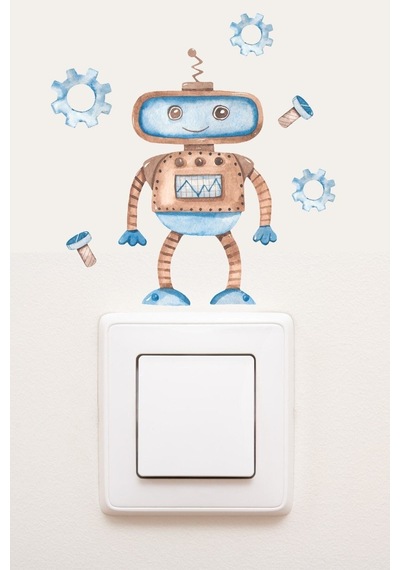 Priz Sevimli Robot Çocuk Odası Dekoratif Priz Sticker