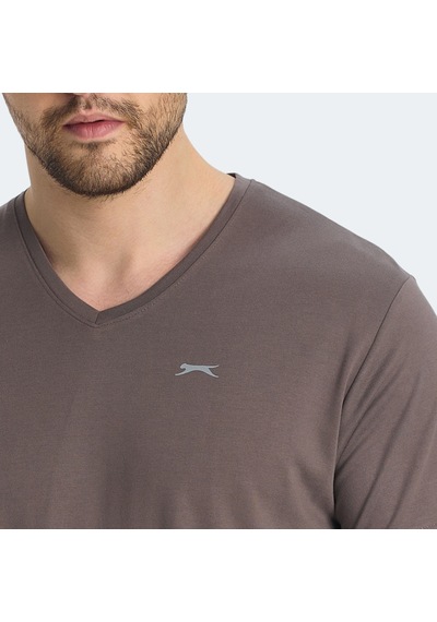 Slazenger KRAKKER Erkek V Yaka Kahve Tişört