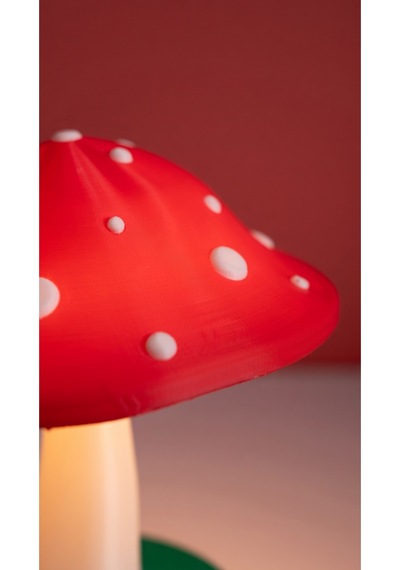 Dekoratif Mantar Gece Lambası - 3d Tasarım Estetik Oda Dekoru - Hediyelik Masa Lambası Mood Light Kırmızı