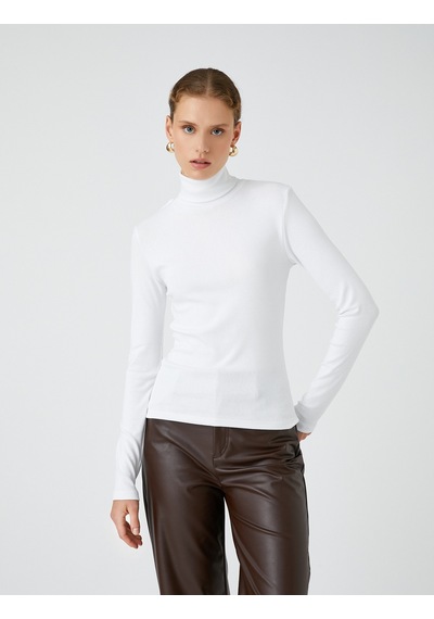 Koton Balıkçı Yaka Tişört Uzun Kollu Slim Fit Beyaz 4wak60002ek 4WAK60002EK000 Beyaz