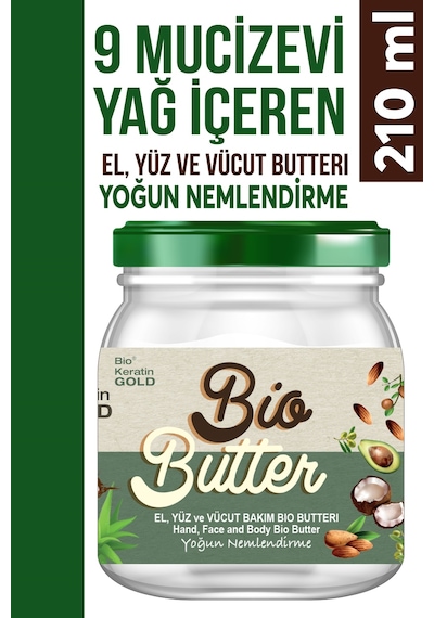 Bio Keratin Gold Bio Butter 9 Yağ İçeren El Yüz ve Vücut Bakım Yağı 210 ML