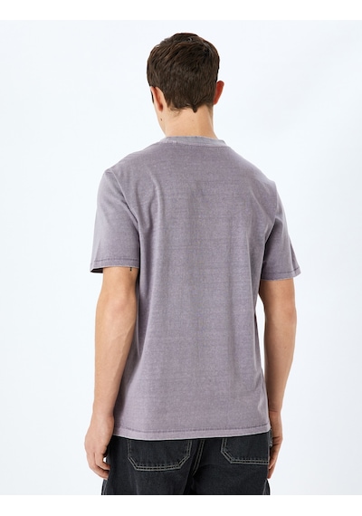 Koton Pamuklu Yıkamalı Regular Fit Kısa Kollu Bisiklet Yaka Tişört Mor 5sam10190hk Mor