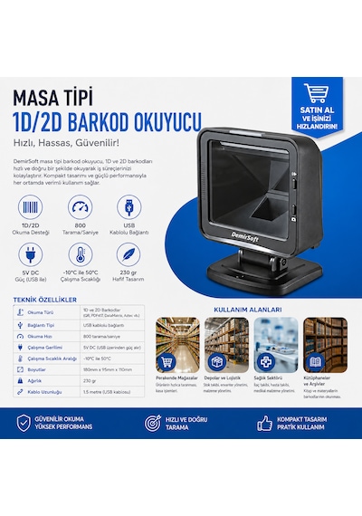 Profesyonel Masaüstü Barkod Okuyucu Barkodlu Satış Programı