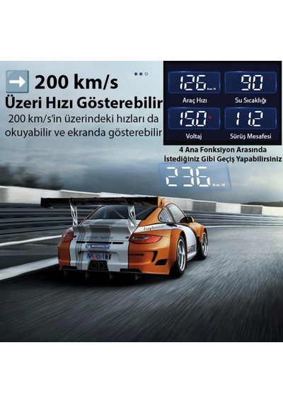 Head Up Display Ön Cam Sanal Gösterge Ekranı Hız Göstergesi Yağ Turbo Basınç Göstergesi
