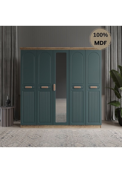 Pera 5 Kapak Mdf Gardırop Yeşi