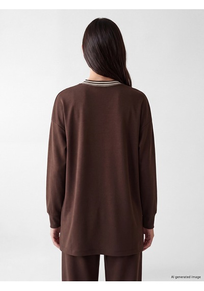 Lcw Everyday Kahverengi Oversize Soft Touch Kadın Sweatshirt Tunik