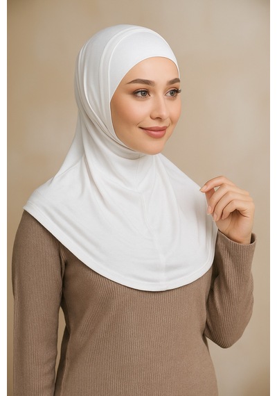 Sonbaharmoda Rahat Ve Şık İki Parça Viskon Likralı Tesettür Hijab Bone İçlik Günlük Kullanım Ve Namaz İçin Beyaz