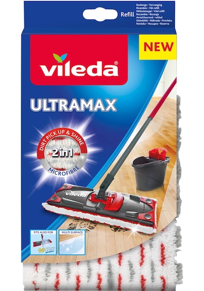 Vileda Ultramax Dikdörtgen Mikrofiber Yedek Paspas Beyaz - Kırmızı