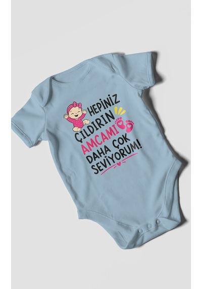 Morivokids Amcaya Özel Kısa Kollu Bebek Body %100 Pamuk Zbn166-kk Bebe Mavisi