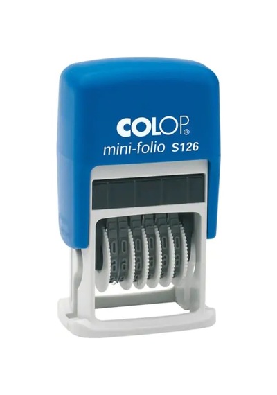 Colop S126 Mini Numaratör Kaşe Mavi Kasa Siyah Keçe - 4x19mm Renksiz