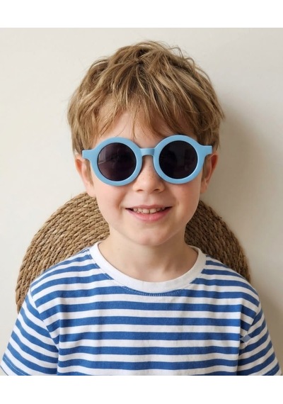 Cg Kids Mavi Oval Çerceveli Unisex Güneş Gözlüğü / Gözlük Kutusu Dahil