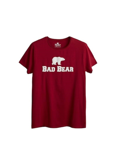 Bad Bear Erkek Bordo Baskılı Bisiklet Yaka Tişört Bordo