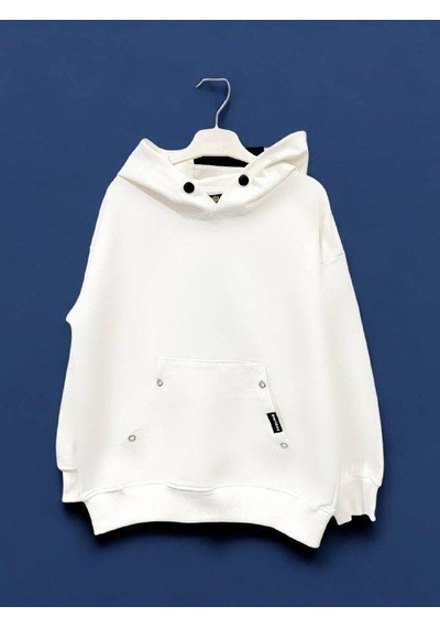 Zekids Çocuk Çıtçıt Detaylı Kapüşonlu Pamuklu Sweatshirt-14837 Ekru Zekids Çocuk Çıtçıt Detaylı Kapüşonlu Pamuklu Sweatshirt-14837 Ekru