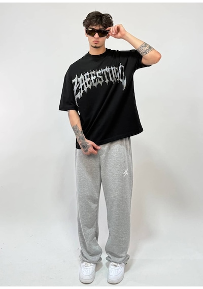 Zaee Zaeestudıo Taşlı Oversize Premium Tişört Siyah