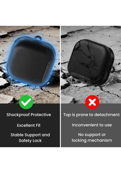Leather-texture Samsung Galaxy Buds4 Pro/buds 4 İçin Kılıf Fonksiyonel Stant/güvenlik Kilidi Tasarımlı Galaxy Buds4 Kulaklık Kılıfı Deri Görünümlü Samsung Buds 4 Pro Kılıf Siyah