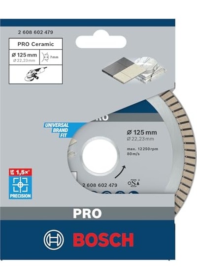Professional Accessories Elmas Kesme Diski, Best For Ceramic Extra-clean Turbo Seramik, 125 X 22,23 Mm, Açılı Taşla