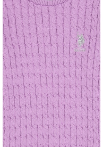 U.S. Polo Assn. Kız Çocuk Lila Bisiklet Yaka Basic Kazak 50313060-VR034