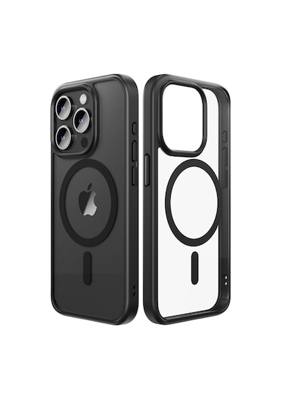 Rock Space Apple Uyumlu iPhone 15 Promax Kılıf Magsafe Guard Serisi Silikon - Siyah Siyah