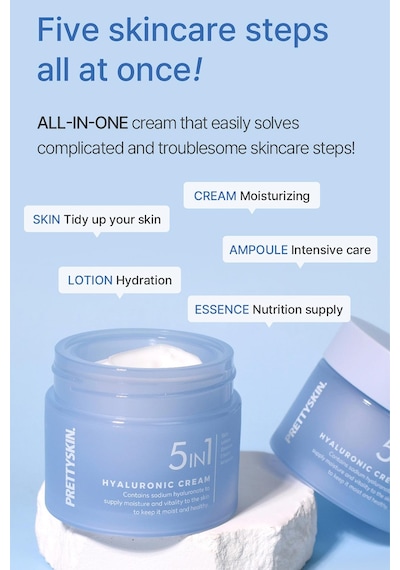 Prettyskin 5in1 Hyaluronic Nemlendirici Yüz Kremi 50ml