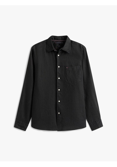 Tommy Hilfiger Pıece Dye Lınen Rf Shırt Erkek Siyah Gömlek - Mw0mw39425