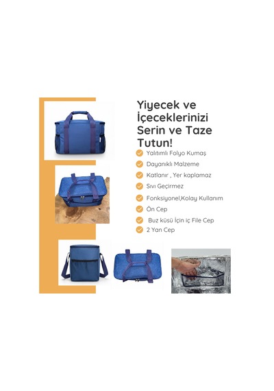 Termal Çanta 22 Lt- Büyük Termos Çanta, Piknik -kamp İçin Soğuk Tutan-303 Mavi