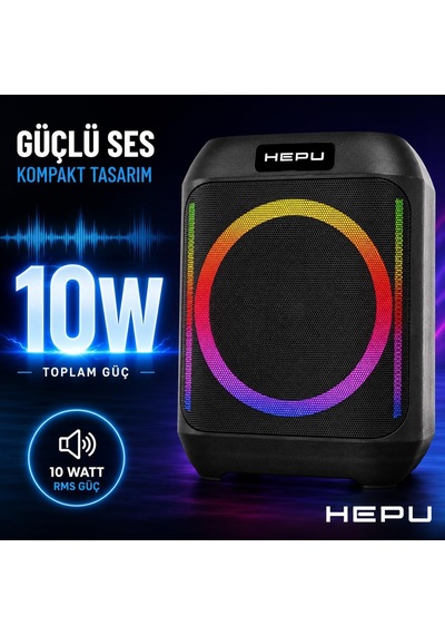 Hp-984 Taşınabilir Bluetooth Hoparlör 6.5 Hoparlör 10w Güç Rgb Işık Tws Destekli