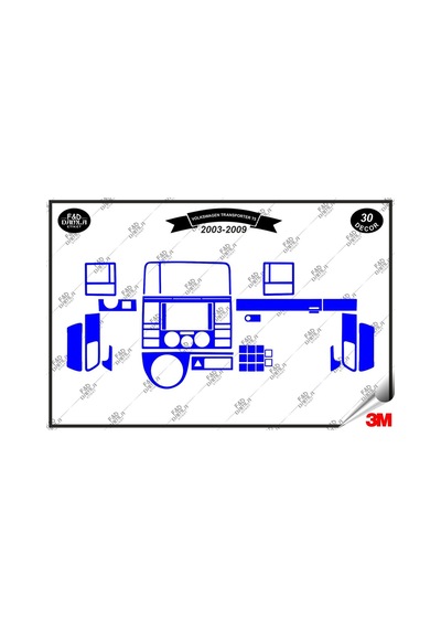 Volkswagen Transporter T5 2003-2009 Torpido Konsol Trim Göğüs Maun Kaplama Set 30 Parça Mavi