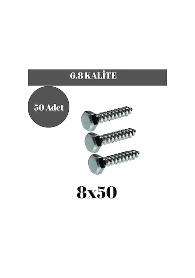 Trifon Vida 8x50 Mm Altı Köşe Anahtar Başlı Vida 50'li Paket 8 x 50 MM