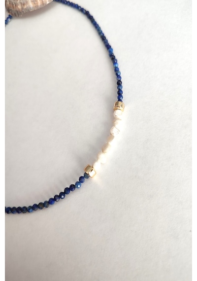 Sertifikalı 3 Mm Lapis Lazuli, Gerçek İnci Doğaltaş Kolye 262 Lacivert