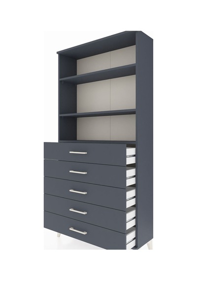 Arges Dolap 3 Raflı 5 Çekmeceli 88x30x182 Antrasit-antrasit Antrasit