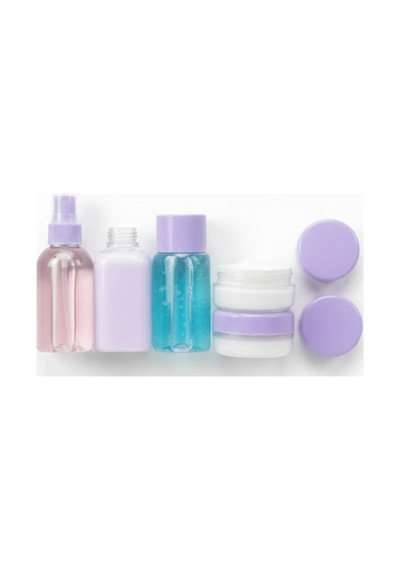 5 Parça Seyahat Banyo Seti 30 Ml Şeffaf Taşınabilir Şişe Seti Mor