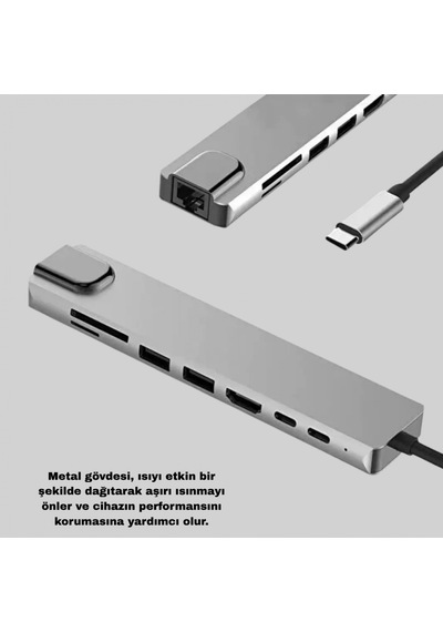 Macbook Uyumlu Alüminyum Usb-c Çoklu Hub 4k Hdmı, Usb 3.0, Sd/tf Kart Okuyucu Ve Pd Şarj