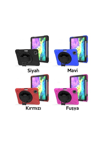 iPad Uyumlu Air 4. Nesil 10.9 Kılıf Shockproof 3 Katmanlı Standlı Zırh Kılıf Kalem Yerli- 5775