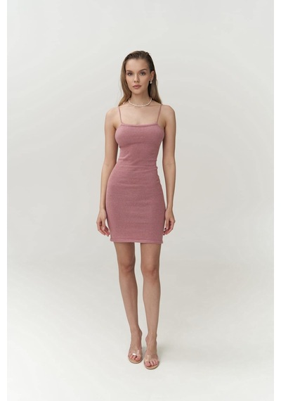 Mai Collection Mai Studios Co. Sunrise Pembe Sırt Dekolteli Kısa Triko Elbise Pembe