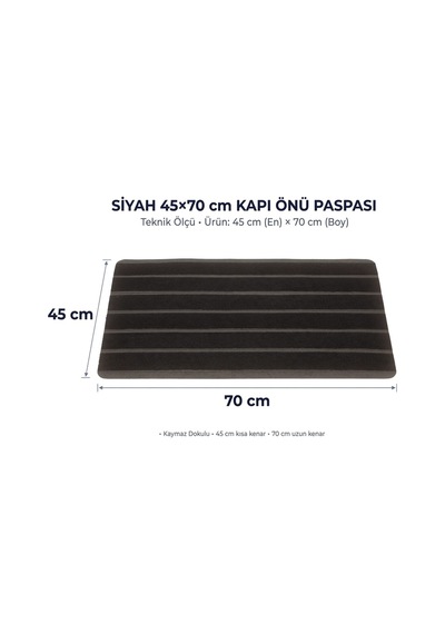 Delta Cc006a Kaymaz Taban Siyah Desenli Nem Alıcı Toz Alıcı Kapı Önü Paspası Uv Dayanıklı 45x70