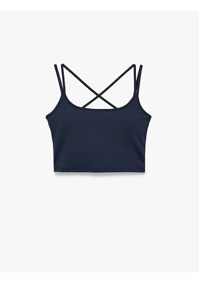 Koton Çapraz Askılı Slim Fit Spor Bluz Lacivert 7wak30043nk