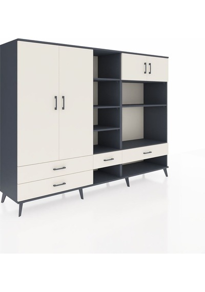 Hyperion Dolap 12 Raflı 4 Çekmeceli 4 Kapaklı 220x44x163 Antrasit Antrasit-aytaşı Hyperion Dolap 12 Raflı 4 Çekmeceli 4 Kapaklı 220x44x163 Antrasit Antrasit-aytaşı