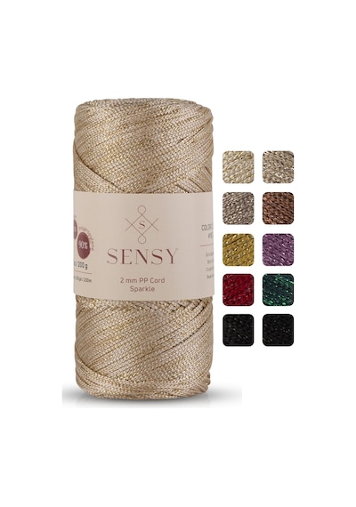 Sensy Premium Simli 200 Gr Polyester Makrome Ipi Ekru 2 Mm - 230 M Supla Ip Ve Çanta İpliği