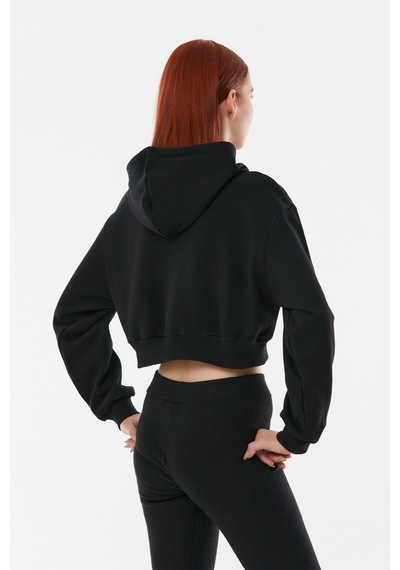 Fullamoda California Baskılı Kapüşonlu Sweatshirt- Siyah 24KGB890188587-Siyah