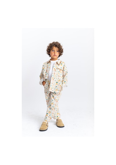 Oliven The Kid Oliventhekid Unisex Yaka Ve Cep Nakışlı Poplin Takım Ekru Ekru