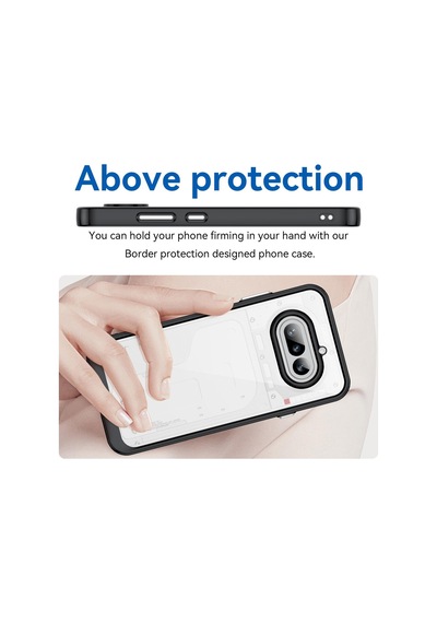 Caseonn Nothing Phone 4a Kılıf Kamera Korumalı Darbe Emici Şeffaf Arka Kapak Siyah