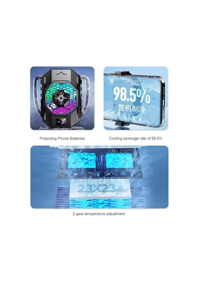 Gaming Telefon Sessiz Hava Soğutma Fan Derece Gösterge 2 Kademe Radyatör Sessiz Fan Telefon Soğutucu