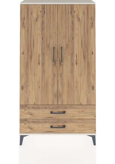 Arges Dolap 2 Raflı 2 Çekmeceli Tek Askılı 88x30x163 Aytaşı-çam Aytaşı