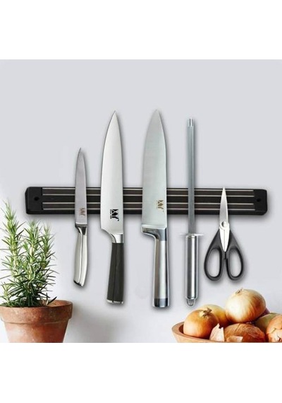 Mıknatıslı Bıçak Askısı 33 Cm Bıçak Tutucu Bıçak Organizer Bıçaklık Siyah