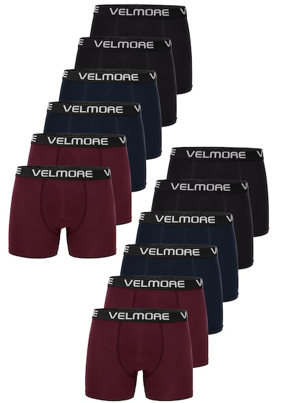 Velmore Erkek Boxer 12 Li Premium Kutu Pamuklu Likralı Beden S - 5xl Siyah-lacivert-bordo