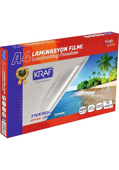 Kraf Laminasyon Filmi Parlak A4 100 Mic 50'li 2120